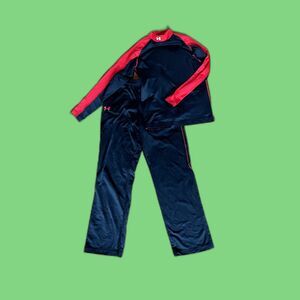 Under Armour Sweatpants/Long Sleeve Set Fitted Cold Gear Black & Red SM/P Mens